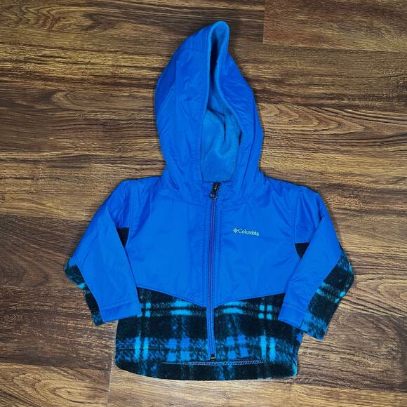 Columbia Steens Mt Overlay Hoodie Fleece Zip Up Jacket Baby Size 3/6 Months - Picture 1 of 9